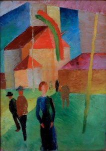 Chiesa con bandiere da August Macke
